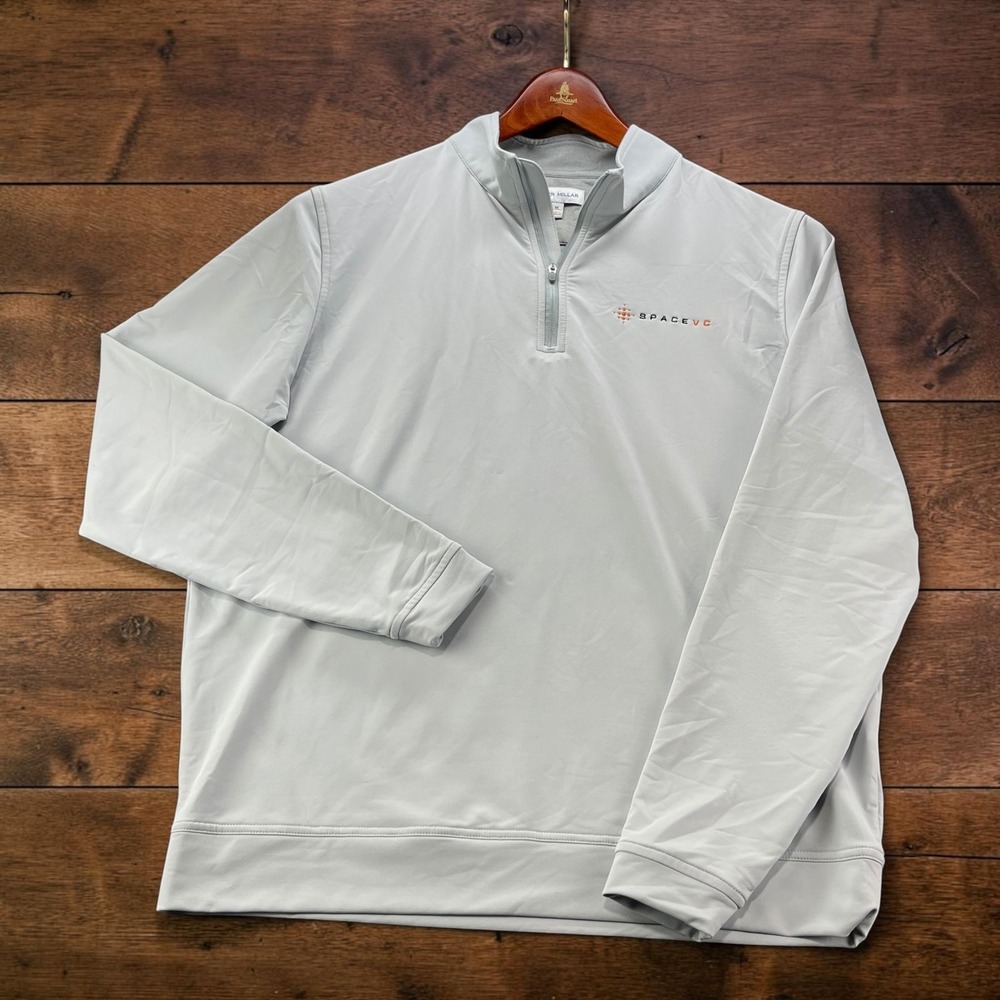 Peter Millar Mens Performance Quarter Zip Pullover Gray SpaceVC Logo Size M